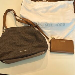Michael Kors monogrammed purse and wallet